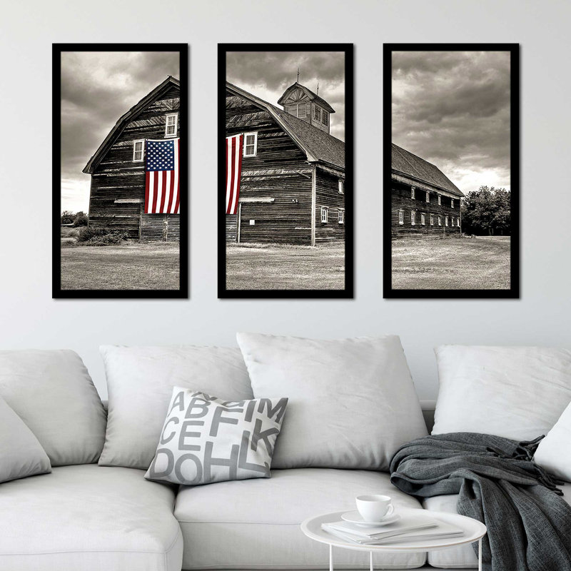 "Modern Barn", reproduction sur acrylique 3 pièces, H 25,5 po x l 40,5 po x P 1 po