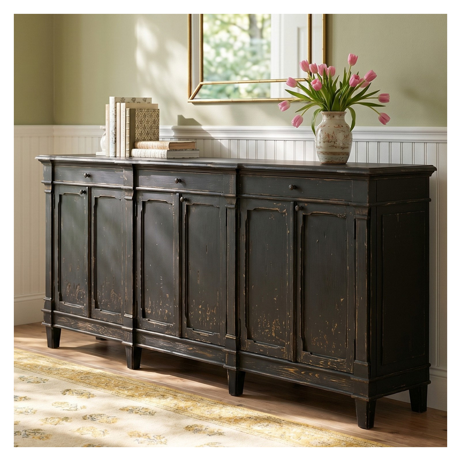 Ellettsville 96.25'' Sideboard, Distressed Black
