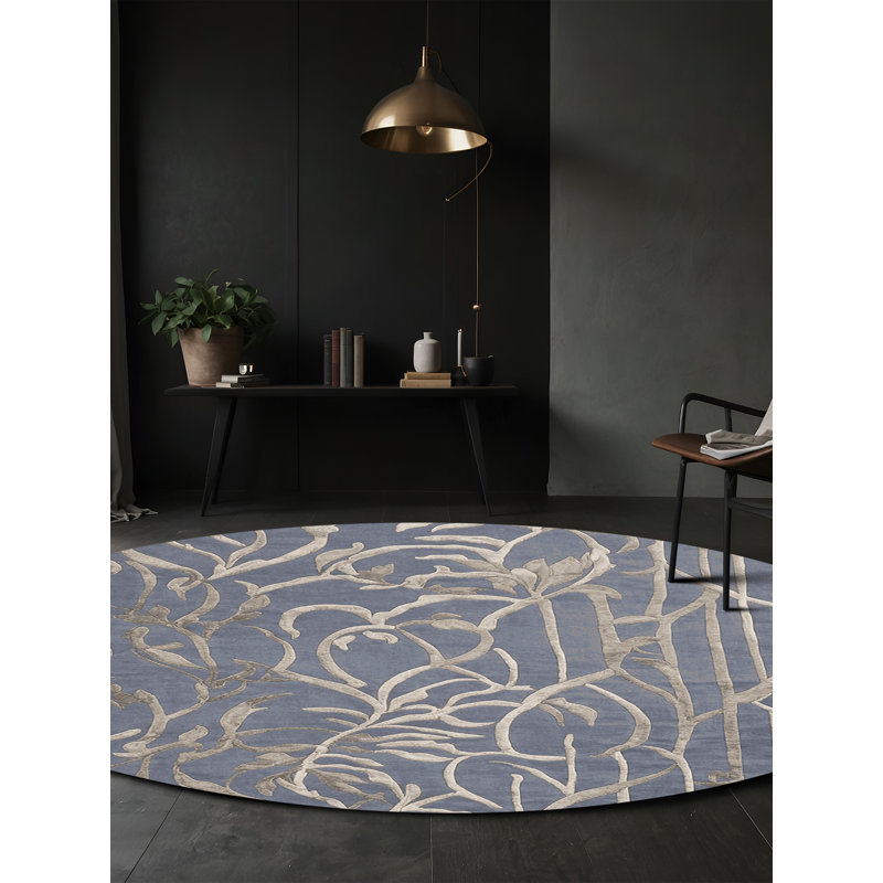 Machine Washable Gray Area Rug, Round 7'