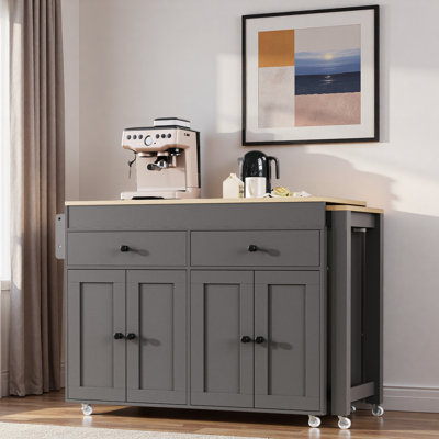 74.5 inch Kitchen Island with Extendable Dining Table