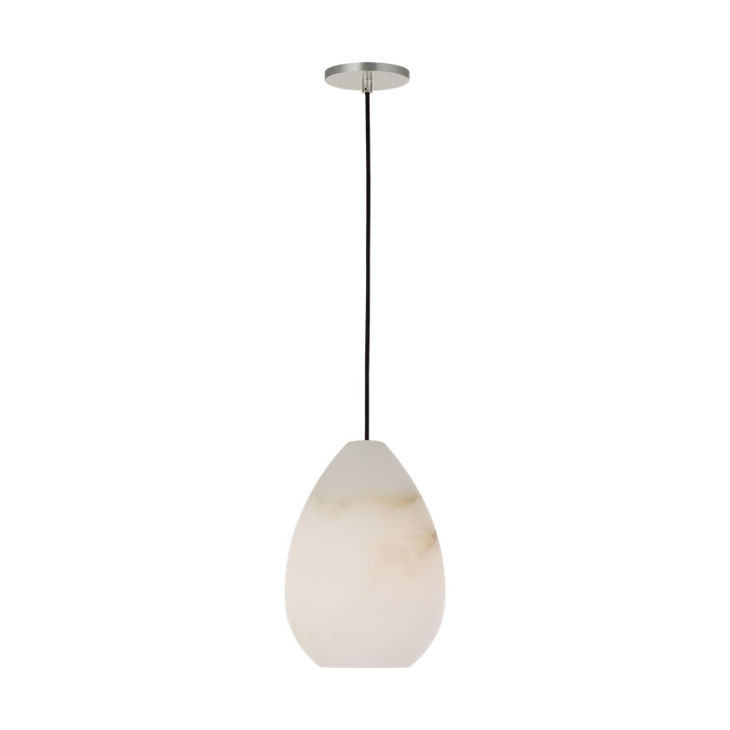 Sean Lavin Alina 1-light LED Pendant in Polished Nickel with Alabaster shade, Polished Nickel, 18.5" H x 8.5" W, No