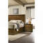 Noyer couleur style transitionnel grand lit 2X tables de chevet 3 pièces boutons de meubles de chambre à coucher en métal