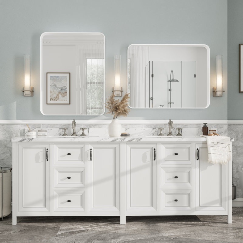 Miroir mural Aevar, 36 po x 28 po, Blanc mat