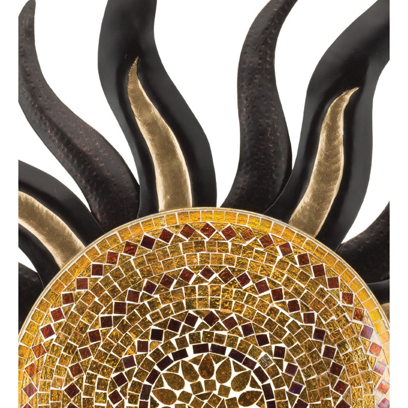 36 Inch Sun Metal Outdoor Wall Decor with Multi Color Weather Resistant Finish for Indoor and Outdoor Home Accent - Imperial