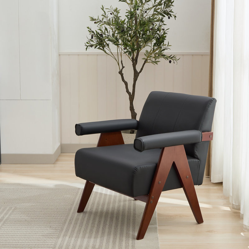 Fauteuil de 29,1 po de largeur Lanesborough, Similicuir noir