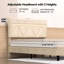 Structure de lit double avec tête de lit, structure de lit plateforme tapissier pleine grandeur avec station de charge et lumières DEL, sommier avec support de lattes en bois, aucun sommier requis, silencieux, assemblage facile