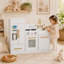 Teamson Kids Little Chef Charlotte 2-Piece Wooden Play Kitchen with Ice Dispenser, Sink & Refrigerator