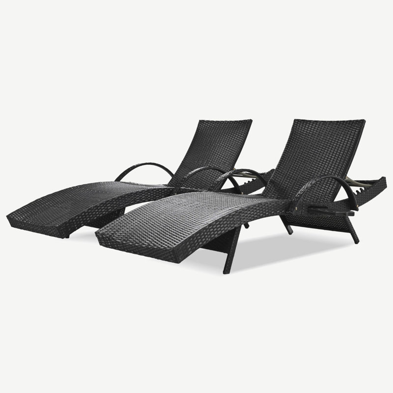 Kadajah Outdoor Wicker Chaise Lounge Set, Black