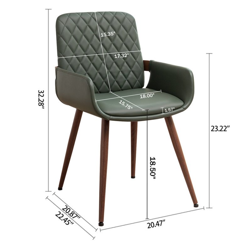 Chaises de salle à manger rembourrées Kopelynn, Vert