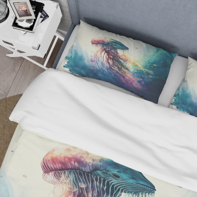 Colorful Deepsea Jellyfish Twin Microfiber Duvet Cover Set