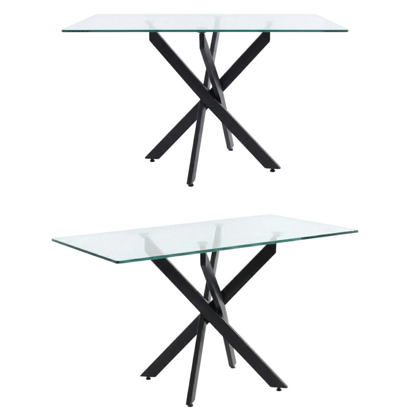 with Stainless Steel Base Dining Table, Noir
