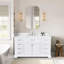 Comptoir de salle de bain 60 pouces avec comptoir en pierre de quartz avec lavabo rectangulaire encastré en céramique et 2 éclaboussures latérales