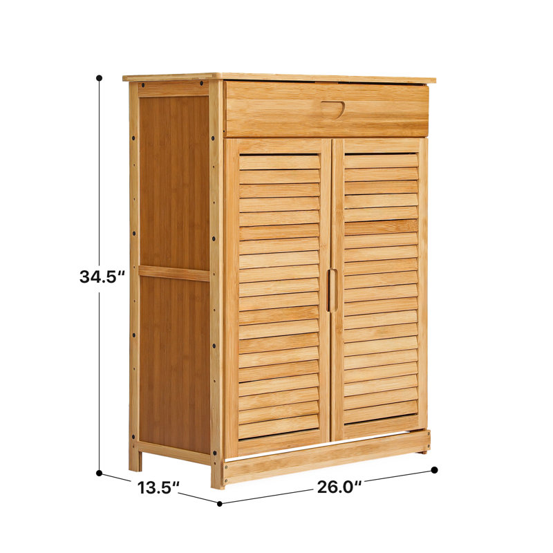 Étagère à chaussures en bambou à 3 niveaux avec tiroir, pouvant contenir 9 paires, armoire de rangement compacte pour entrée