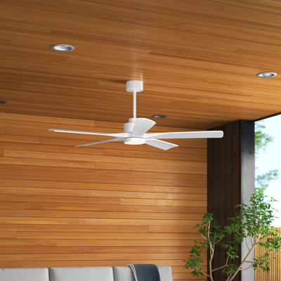 Bascio 5 - Blade LED Standard Ceiling Fan with Remote Control and Light Kit Included