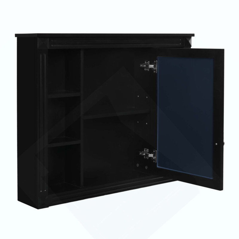 Armoire de rangement murale pour salle de bain, armoire à pharmacie, armoire de salle de bain moderne avec miroir, armoire à miroir avec 6 tablettes ouvertes (meuble-lavabo non inclus)