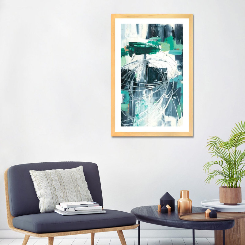 Reproduction d’art, "dispersion Light I" par Ethan Harper, H 32 po x l 24 po x P 1 po, Papier encadré de bois naturel, Blanc