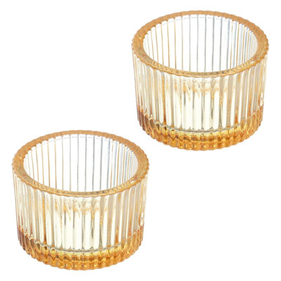 Ensemble de 2 bougeoirs en verre doré
