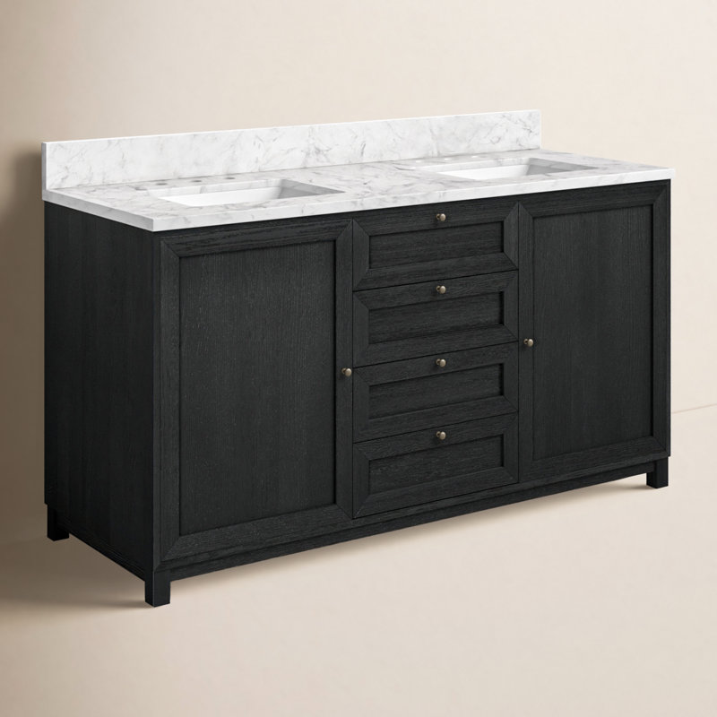 Millie Double Vanity-Satin Drifted Black Veneer, Black