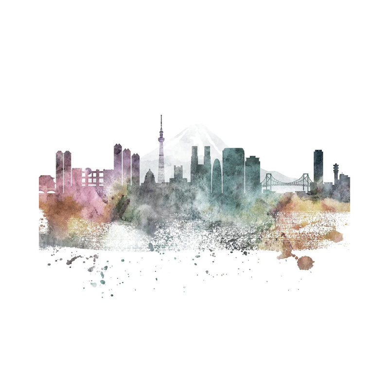 Tokyo Pastel Skylines - Wrapped Canvas Painting, 20.32cm H x 30.48cm W x 1.91cm D