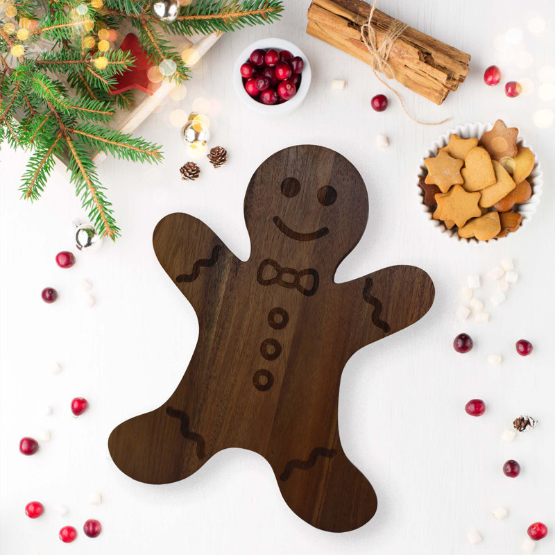 Planche en bois d'acacia Gingerbread Man - 15 po x 11,5 po
