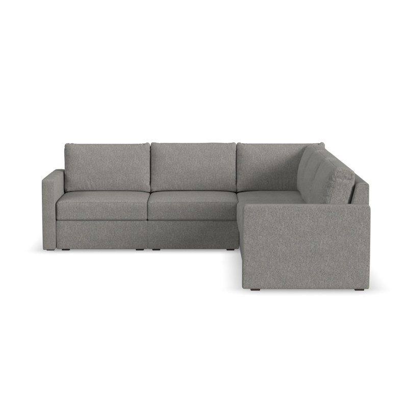 Flex 5 - Piece Upholstered Modular Sectional, Pebble Dark Gray Polyester Blend, 37" H x 102" W x 38" D