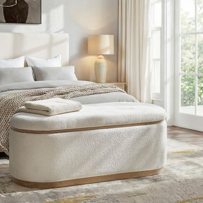 Sabise 46.5"W Modern Chenille Fully Assemble Filp-Top Storage Bench