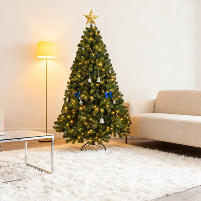 Arbre de Noël 7 pi en PVC avec 380 lumières DEL WiFi Music Sync, effets bicolores, base en métal