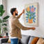 Florals in Woven Basket Mid-Century - Wrapped Canvas-1824991826-1824991827