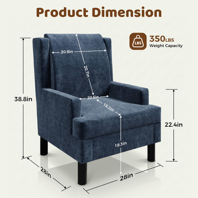 Fauteuil d'appoint à oreilles MidCentury, Blue