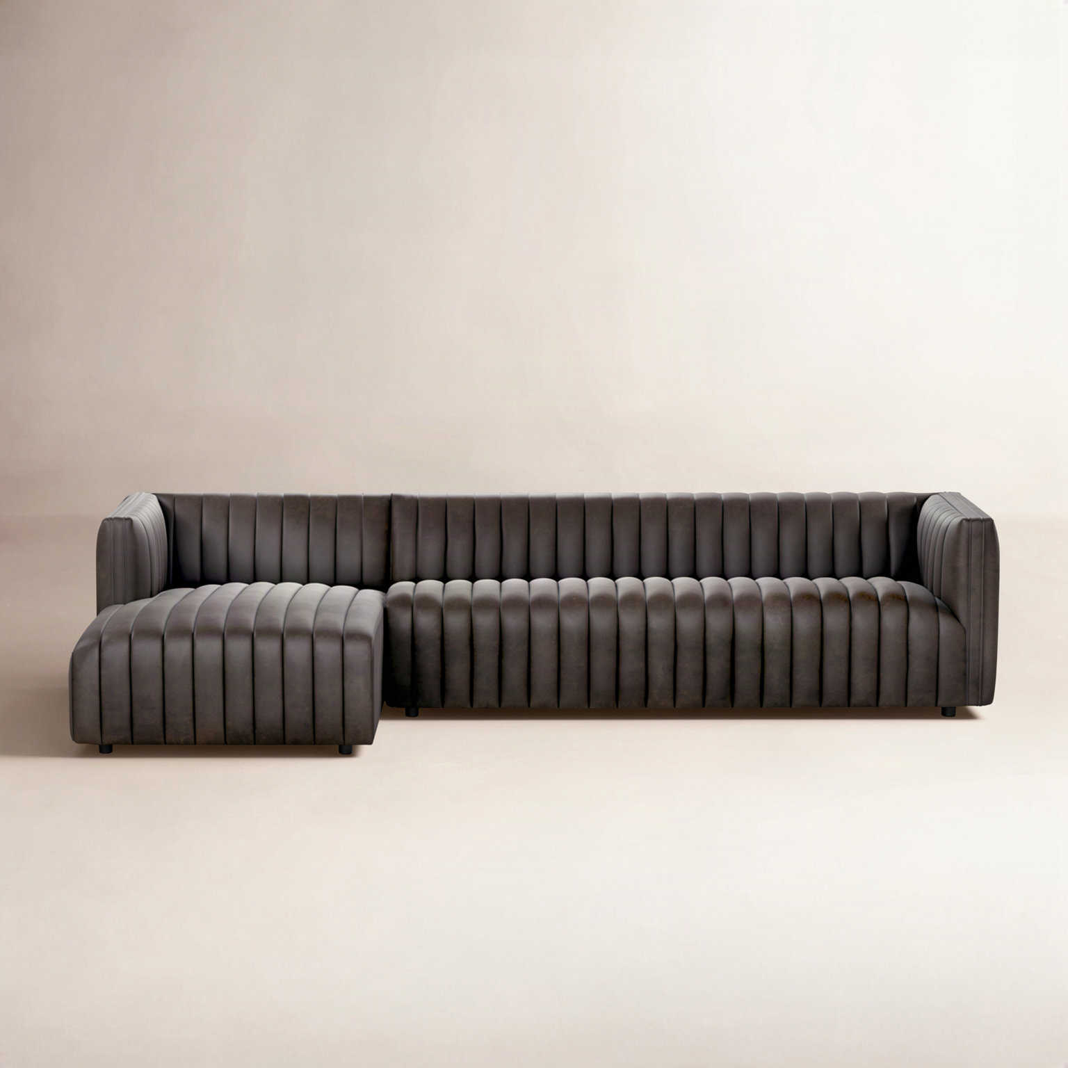 Brandt Upholstered Chaise L-Sectional, 26.5" H x 105" W x 64" D, Left Hand Facing, Deacon Wolf Genuine Leather