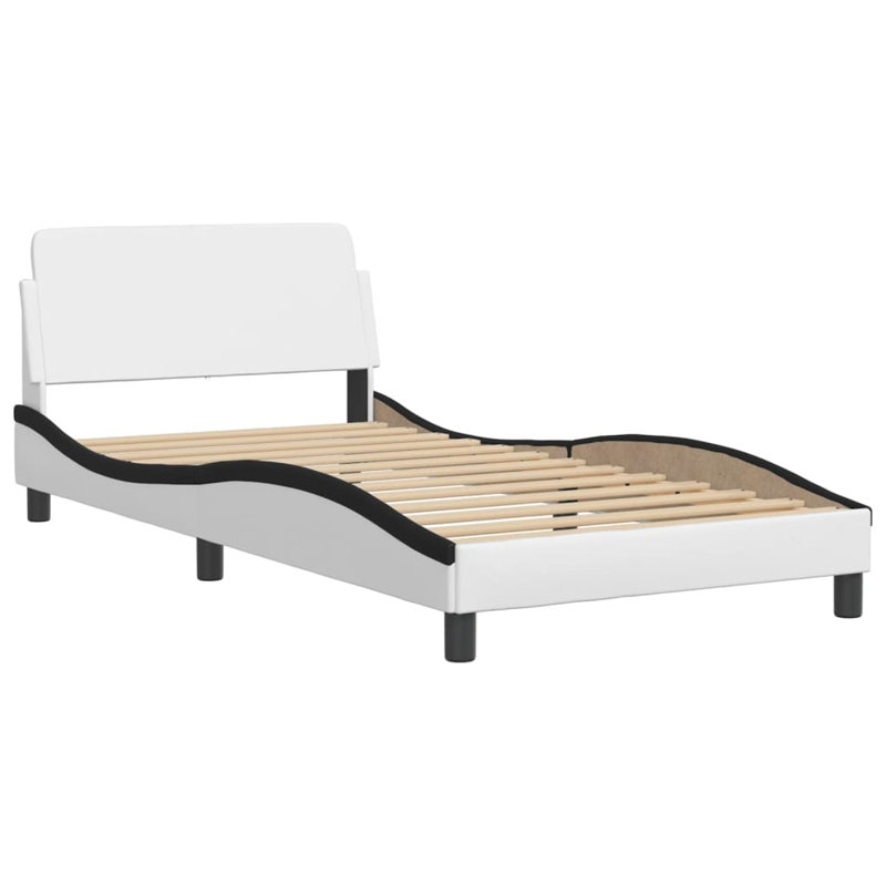 Lit tapissier Calayah, Blanc/Noir