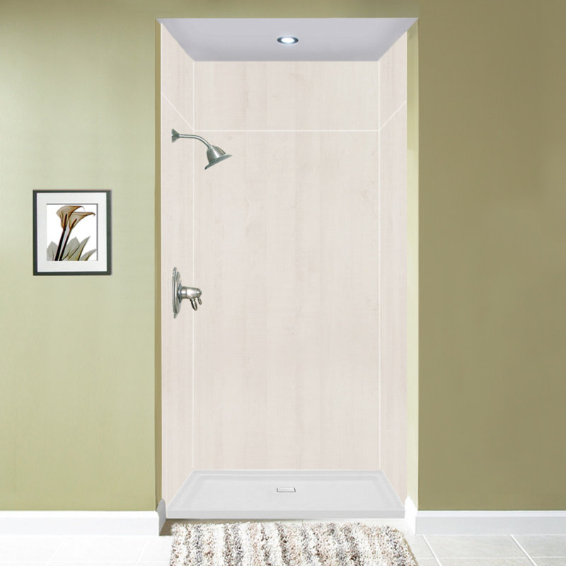 Mur de douche à 6 panneaux Expressions, Chêne blanchi, H 72 po x l 48 po x P 36 po