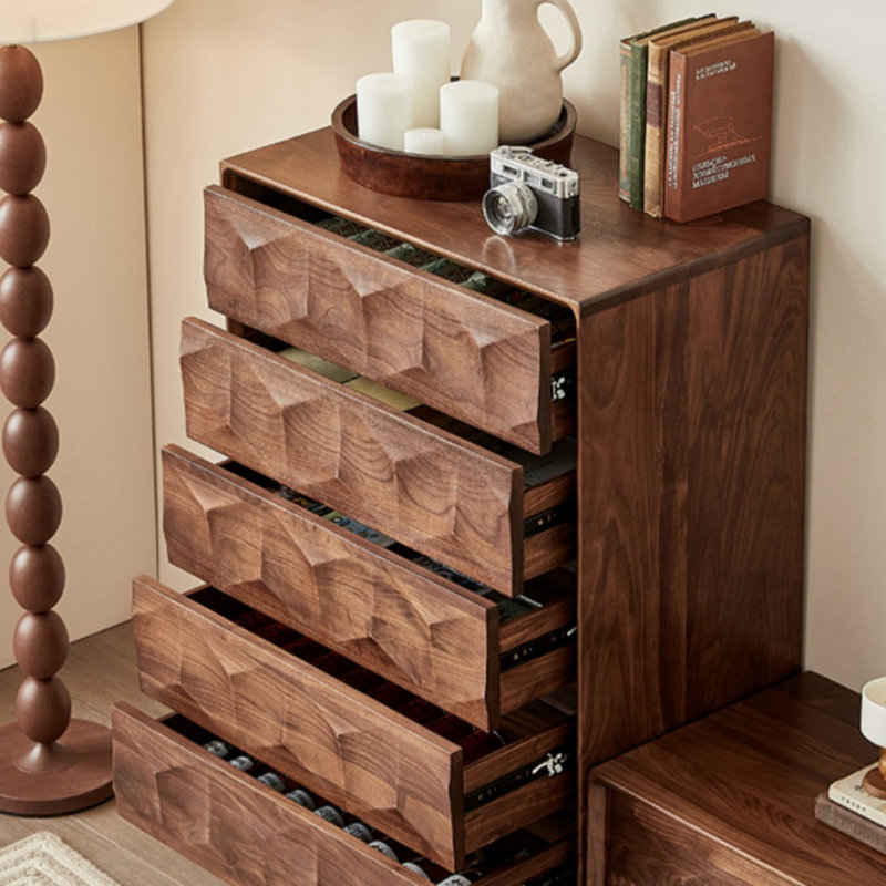 Modern Black Walnut Living Room Entrance Cabinet Solid Wood Accent Chest