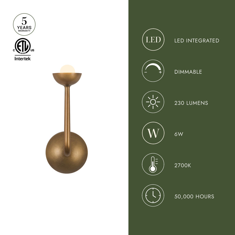 Spade 5-in White dimmable LED Bathroom Vanity Light, Oil Rubbed Bronze