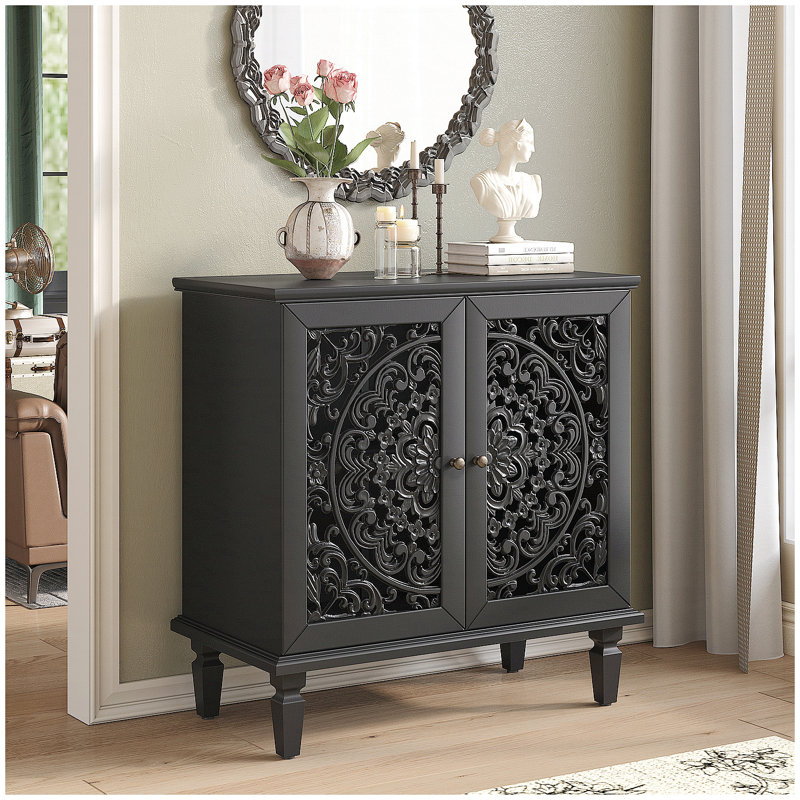 31" 2 Door Accent Cabinet, Black