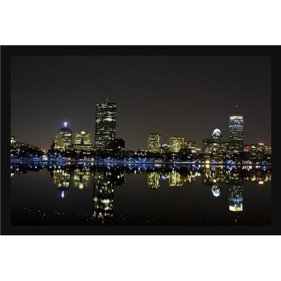 " Beautiful Boston At Night Skyline Reflection "