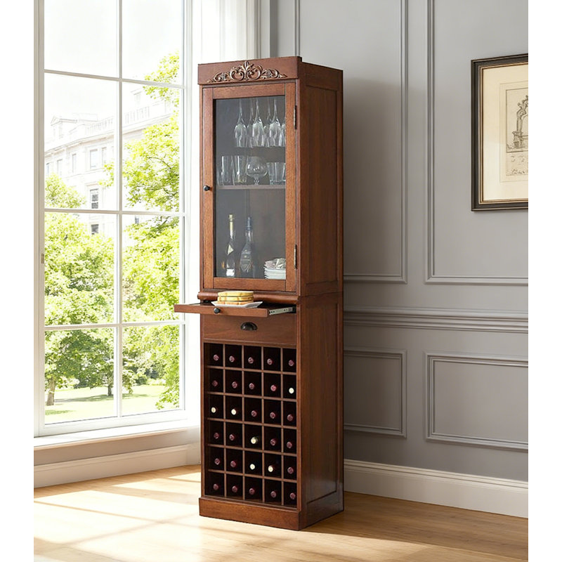 19.69" Brown Rectangular Solid Wood Wine Racks, Brown