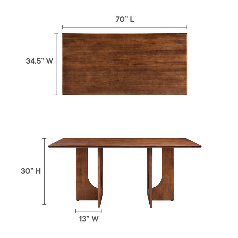 Rivian 70" Mid-century Modern Mango Wood Dining Table