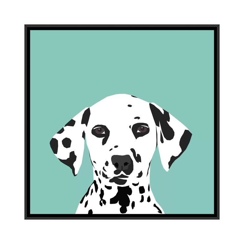 Dalmatien, impression sur toile tendue, H 18 po x l 18 po x P 1,5 po, Toile avec cadre noir, Pas de tapis