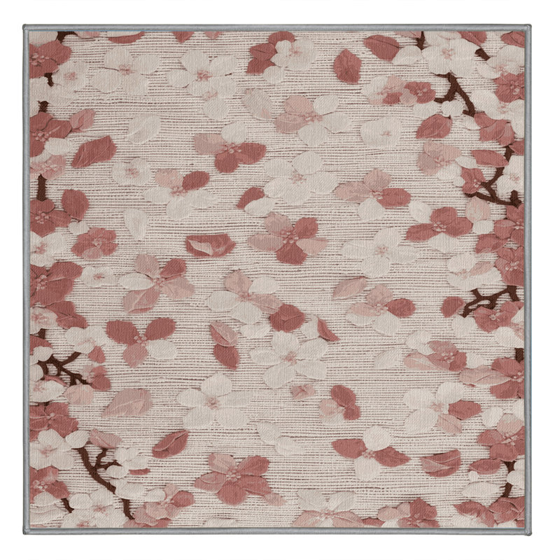 Machine Washable Botanical Grey Area Rug, Square 6'