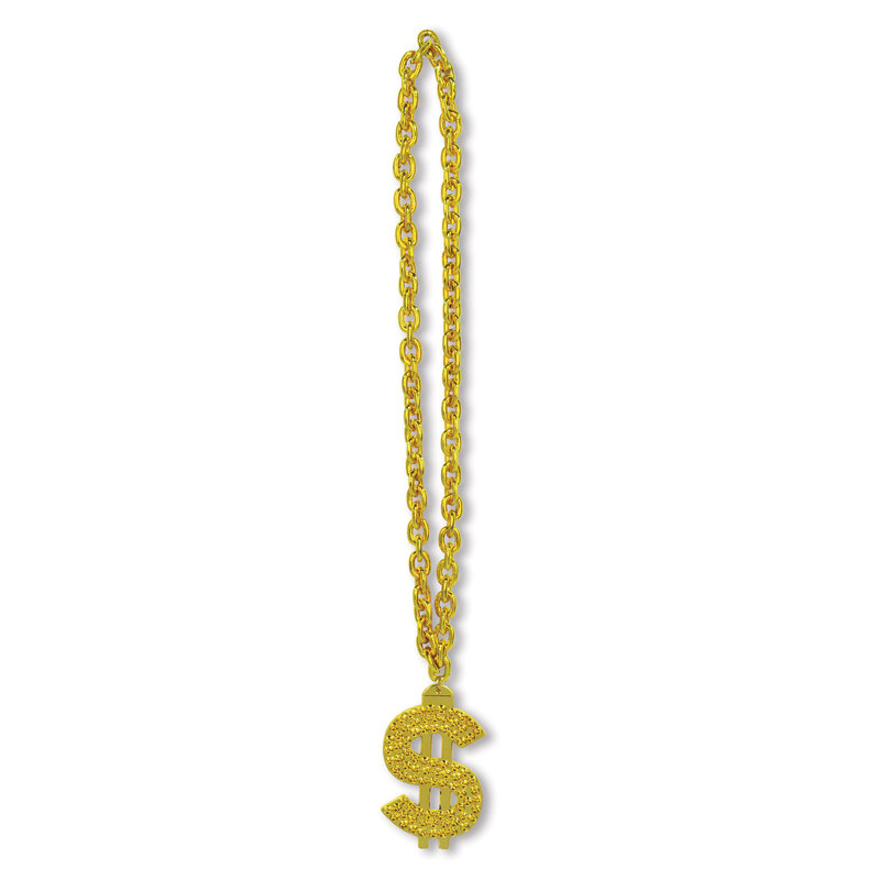 Gold Chain Beads with "$" Medallion
