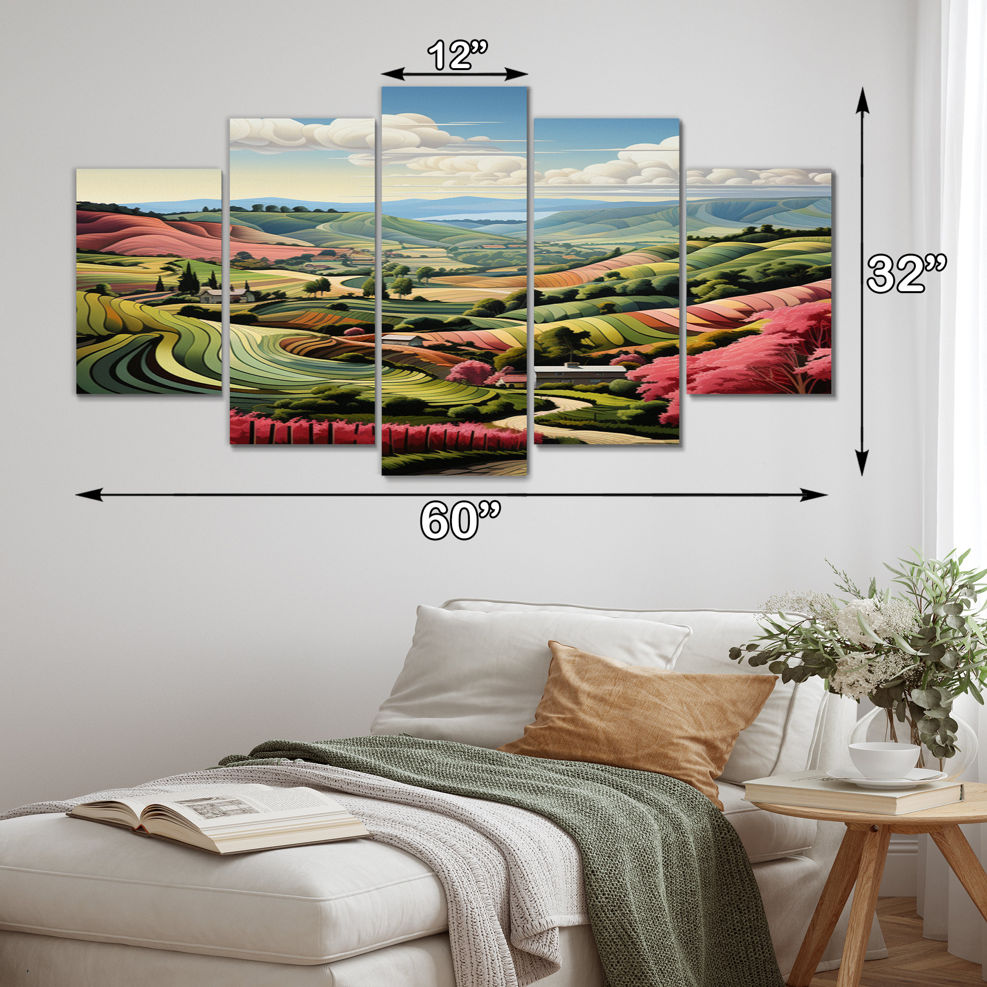 Red Barrel Studio® Green Pink Vineyard Rows Of Ruby - Farmhouse Metal ...