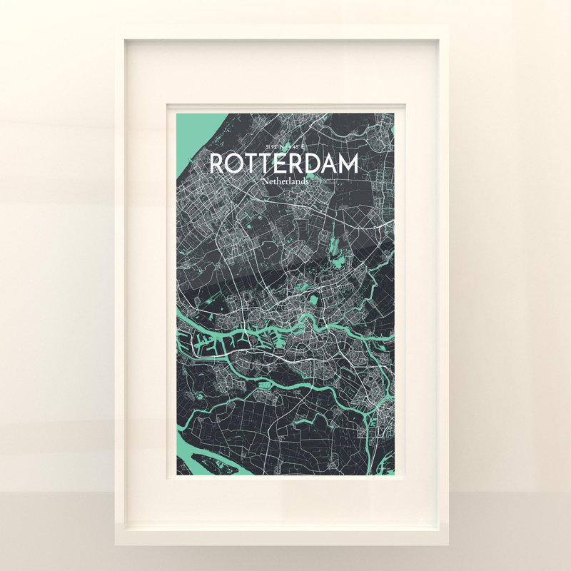 Rotterdam City Map in Dream 1 Piece Wall Art, 17cm H x 11cm W x 0.05cm D