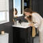 Meuble-lavabo autoportant noir 24 po - Lavabo en céramique avec tiroir rabattable, tablette réglable et rangement fermé-1840400423