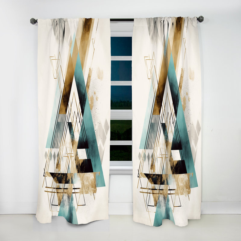 Burkey - Abstract Curtain - Room Darkening Geometric Shapes Curtain - 1 Panels, 52" W x 84" L