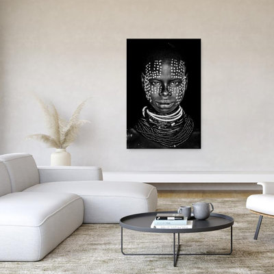 African Dotted Portrait Abstract Contemporary Wall Art Print by Vedran Vidak - Wrapped Canvas Print