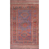 Antique Red and Blue Color Tribal Afghan Baluch Area Rug