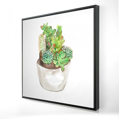 Décoration de toile de cactus dans un pot - feuilles exotiques