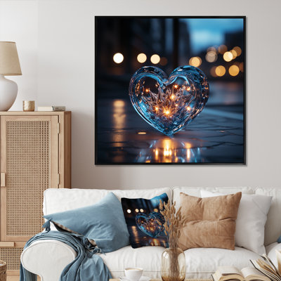 " Blue Neon Heart Shape I "