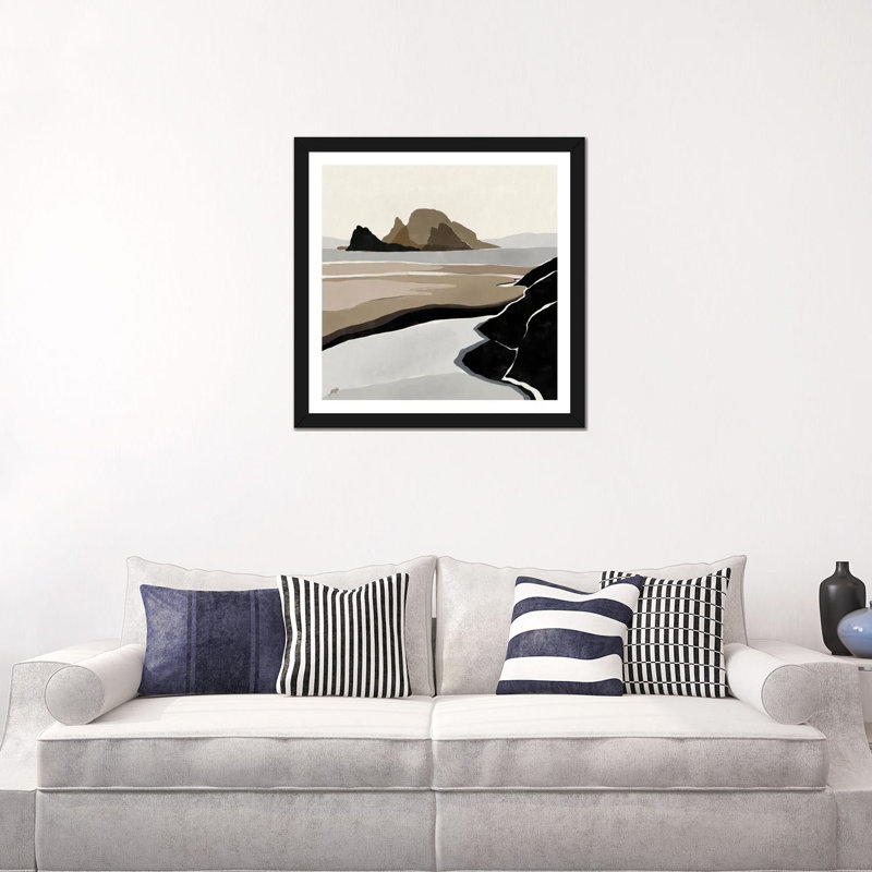 "Still Water" par Bria Nicole, impression d’art graphique, H 24 po x l 24 po x p 1 po, Papier encadré noir, Blanc